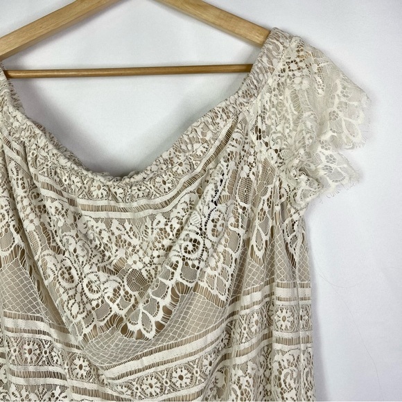 Rue 21 Cream Lace Off Shoulder Short Sleeve Mini Dress XL - Picture 3 of 3